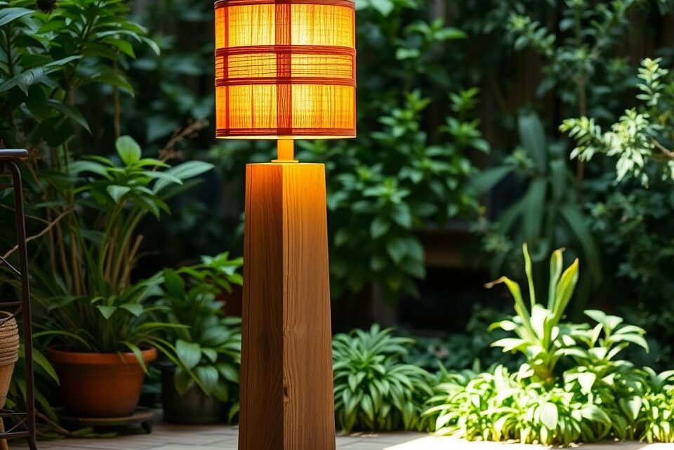Stehlampe Holz für das Gartenhaus selber bauen
