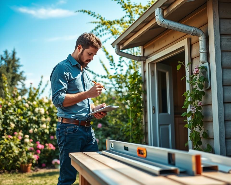 Gartenhaus Vermessung für Regenrinne