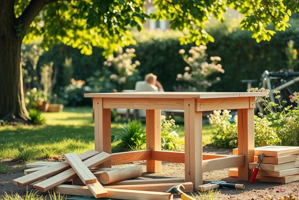 Gartentisch aus Holz selber bauen: Anleitung