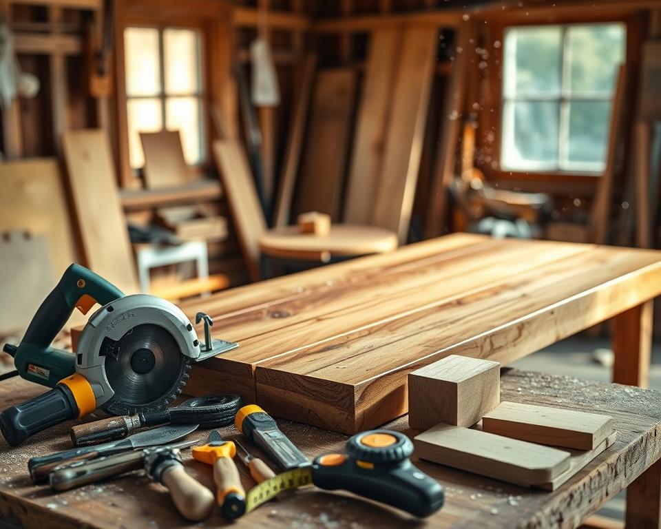 Holzbearbeitung Werkzeuge für Gartentisch