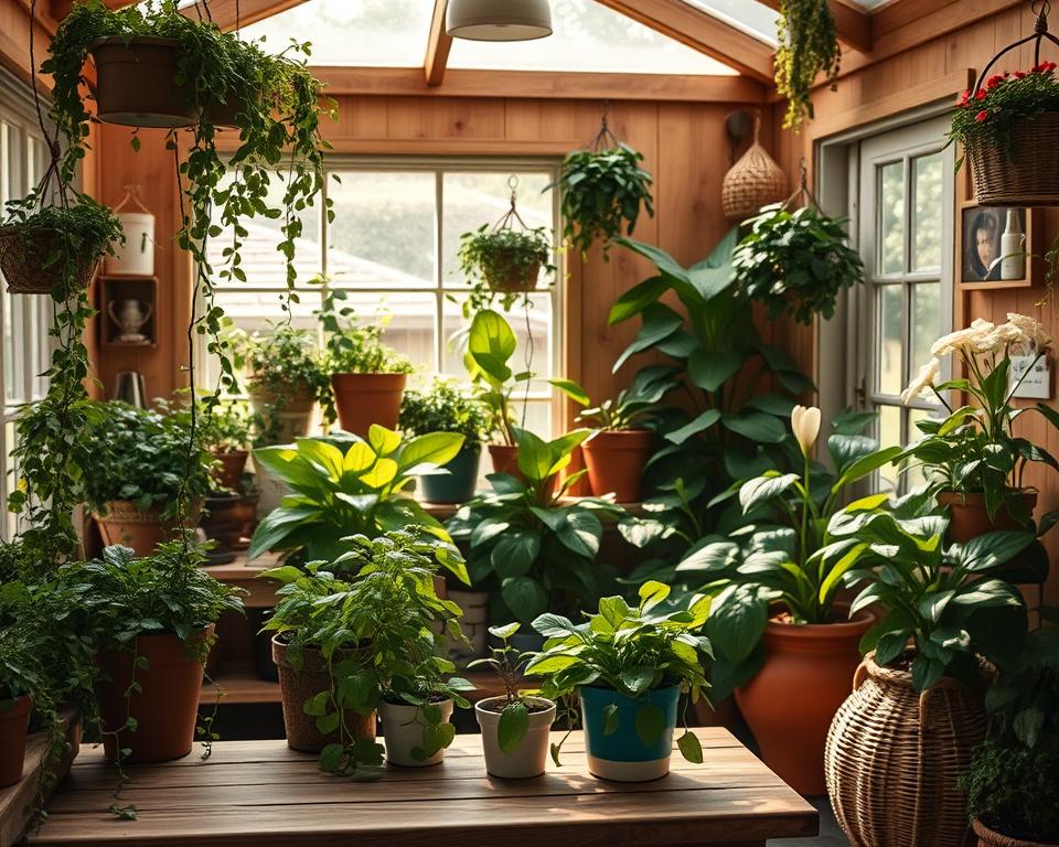 Pflanzen im Gartenhaus