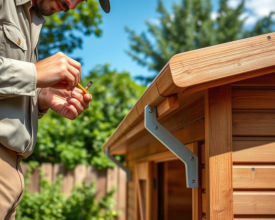 Regenrinne Befestigungspunkte markieren