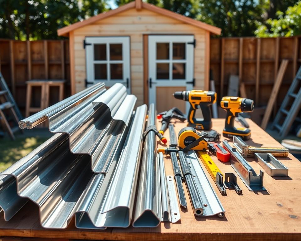 Regenrinne Materialien und Werkzeuge