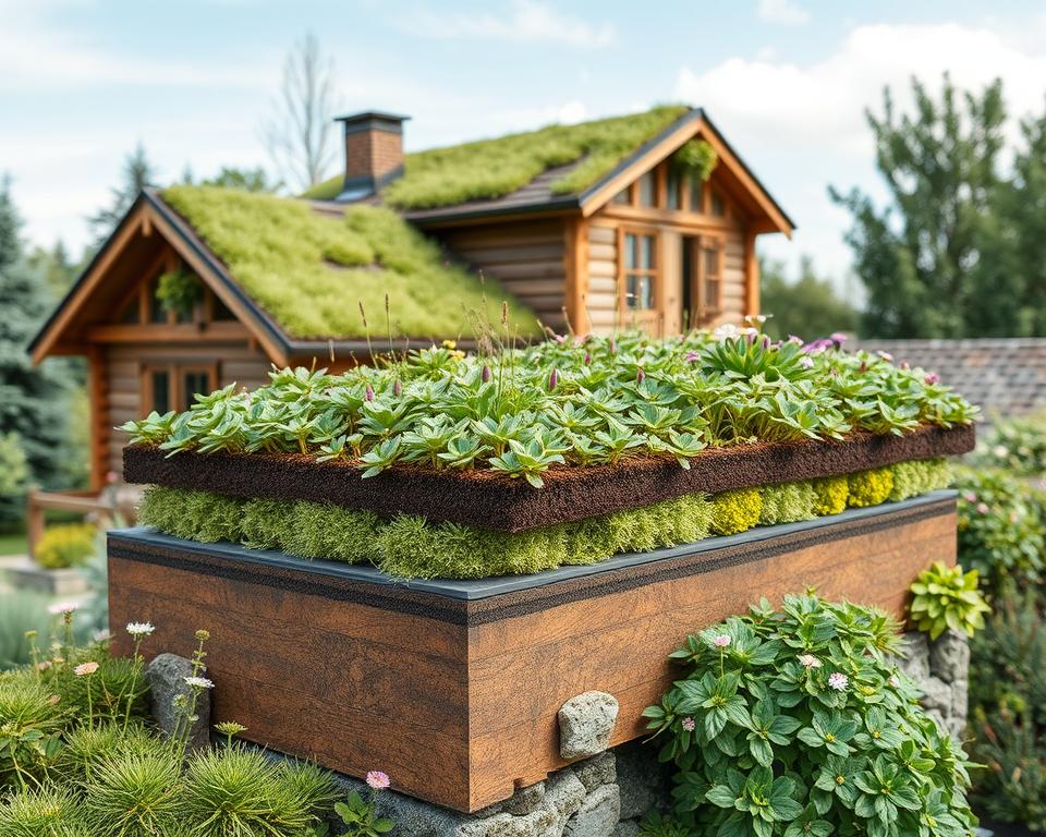 Schichtaufbau extensive Dachbegrünung