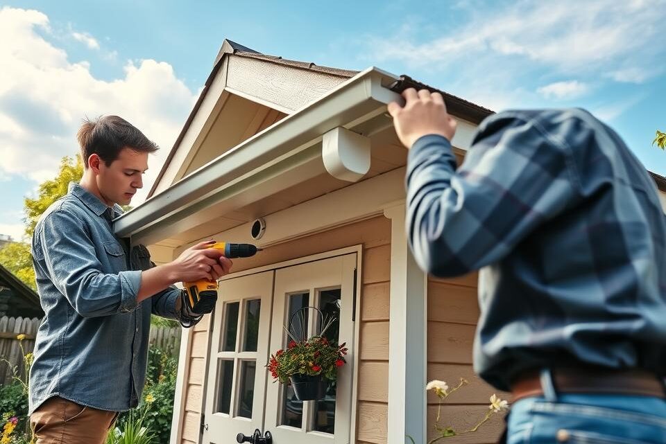 Wie installiert man eine Regenrinne am Gartenhaus