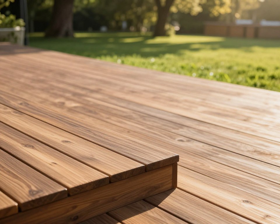 Holzterrasse mit Gefälle