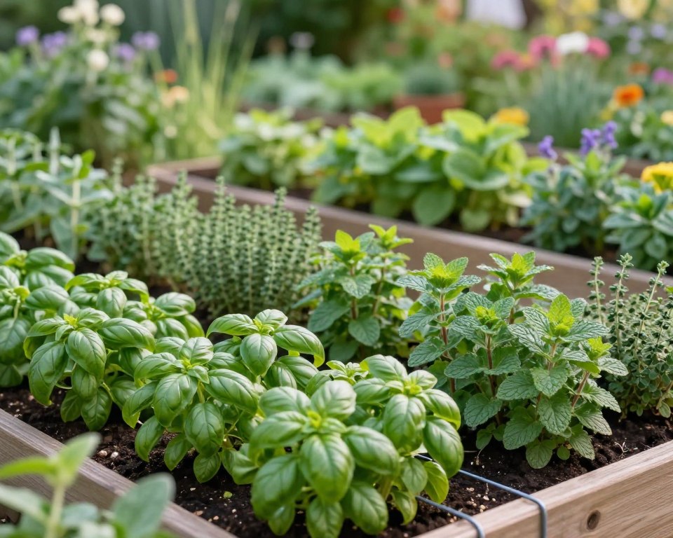 Kräutergarten mit Barrieren