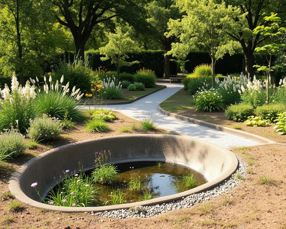 Muldenversickerung im Garten