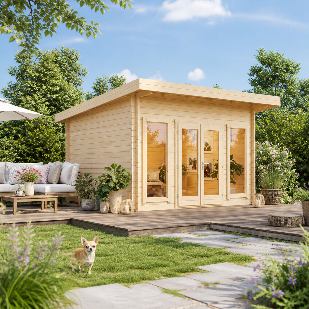 26% reduziert! 4 × 3 m | Gartenlounge John 44 | Pultdach | winterfest