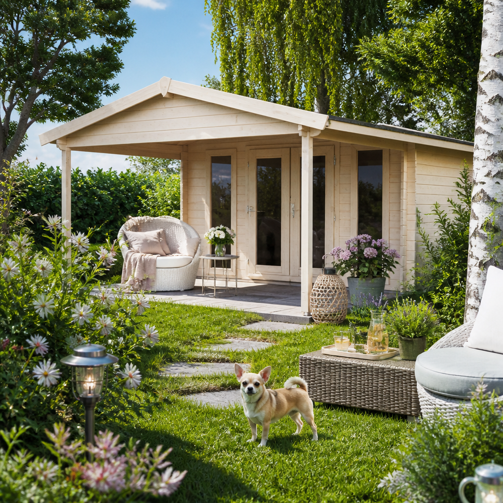 26% reduziert! 4 × 4 m | Gartenlounge Luise 40 G | Vordach | modern | klassisch | Satteldach