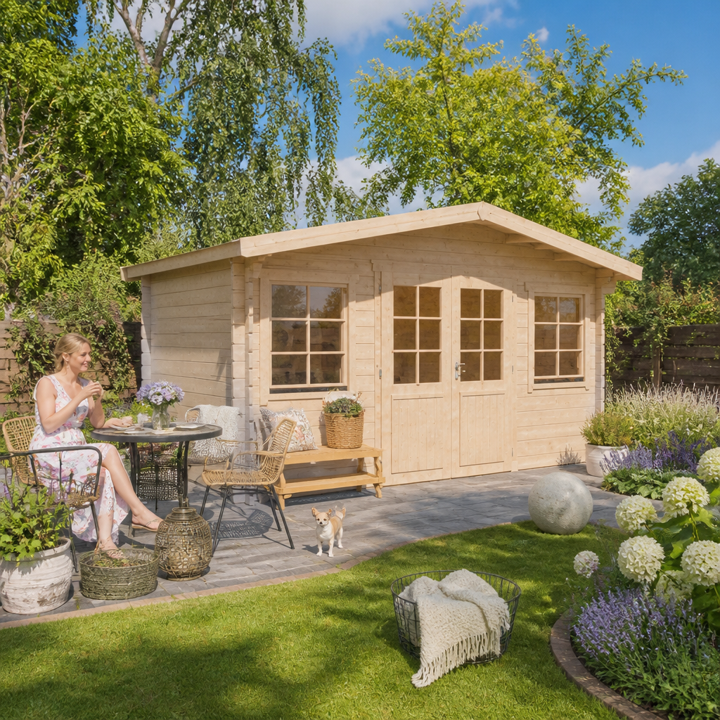 26% reduziert! 5 × 4 m | Gartenlounge Florian 44 | Satteldach | winterfest