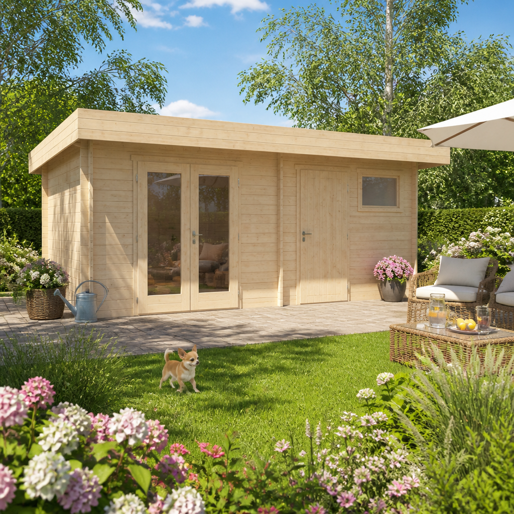26% reduziert! 6 × 3 m | Gartenlounge Helmer 44 | Flachdach | modern | winterfest