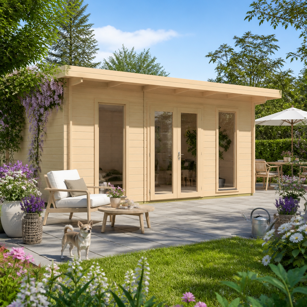 26% reduziert! 6 × 4 m | Gartenlounge Nils 44 | Flachdach | modern | winterfest