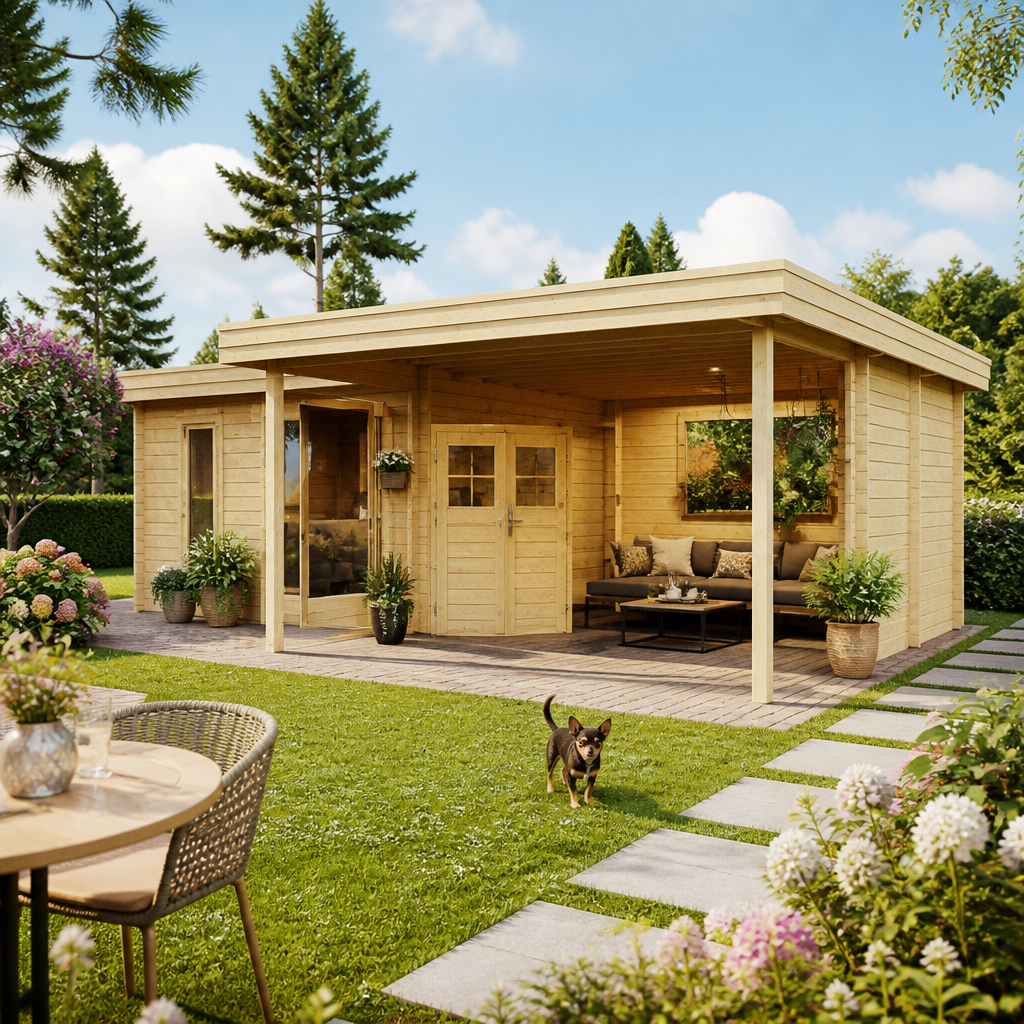 26% reduziert! 6 × 4 m | Gartenlounge Romie 70 | Flachdach | modern | winterfest