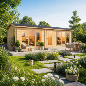 26% reduziert! 7 × 4 m | Gartenlounge Officehouse 44 | klassisch | Satteldach | winterfest Unkategorisiert online kaufen