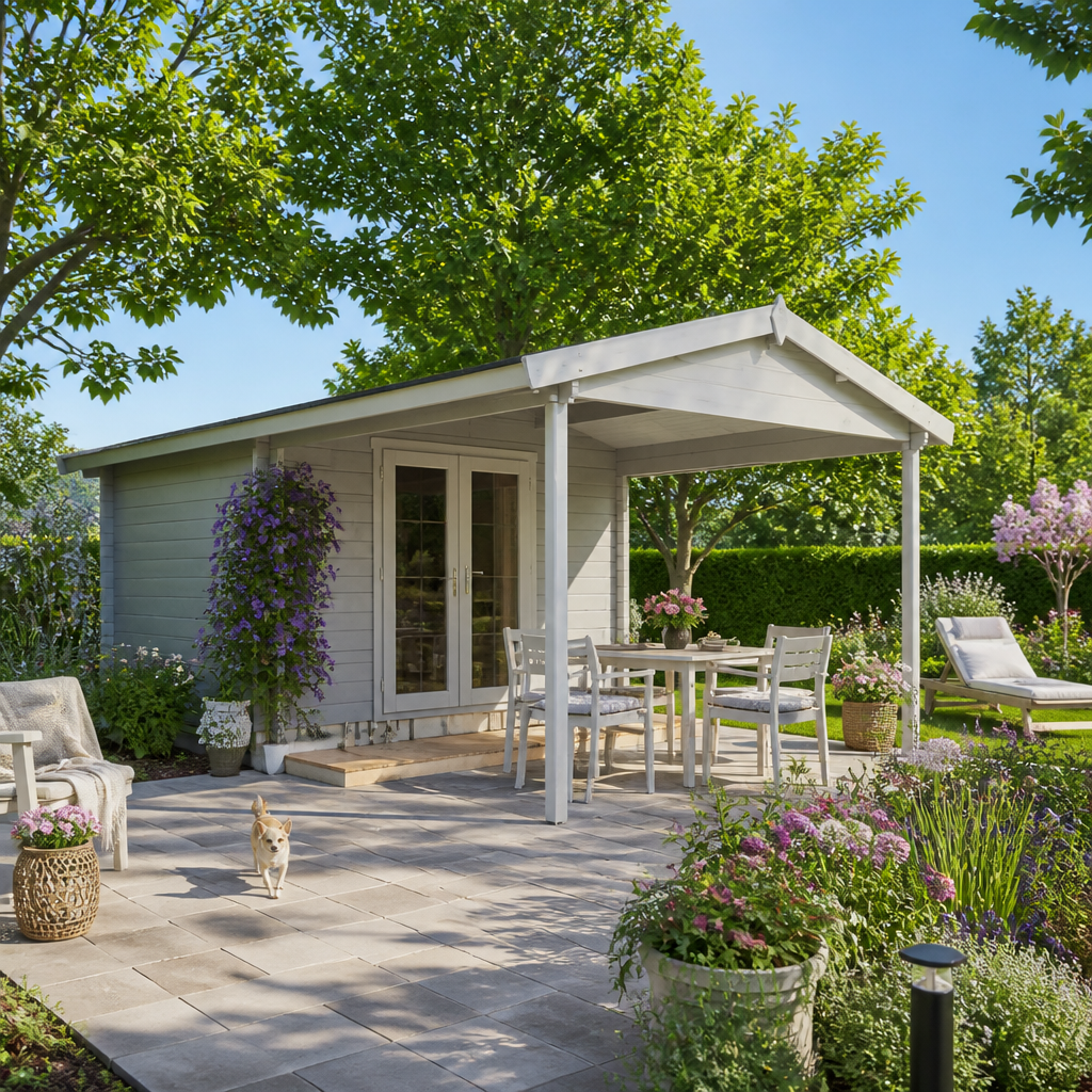 26% reduziert! 3 × 3 m | Gartenlounge Luise 40 C | Vordach | modern | klassisch | Satteldach