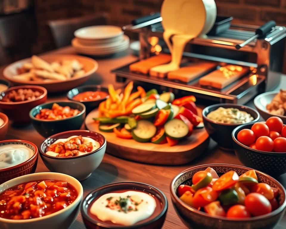 Würzige Beilagen und Dips für vegetarisches Raclette