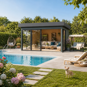26% reduziert! 5 × 4 m | Gartenlounge Alu Concept 44 H | Flachdach | Glas-Schiebetür Unkategorisiert online kaufen