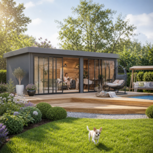 26% reduziert! 6 × 4 m | Gartenlounge Alu Concept Lounge 44 B | Flachdach | Glas-Schiebetür | winterfest Unkategorisiert online kaufen