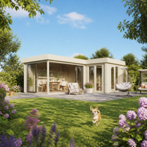 26% reduziert! 6 × 4 m | Gartenlounge Alu Concept Quinta 44 | Flachdach | Glas-Schiebetür | winterfest Unkategorisiert online kaufen