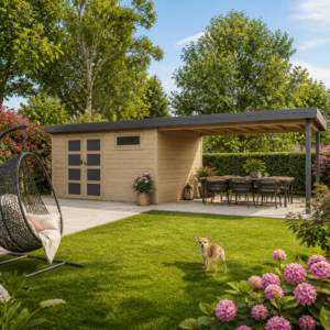 26% reduziert! 8 × 4 m | Gartenlounge Alu-Line Kasuko-L mit Anbau | Flachdach | modern | Pultdach Unkategorisiert online kaufen