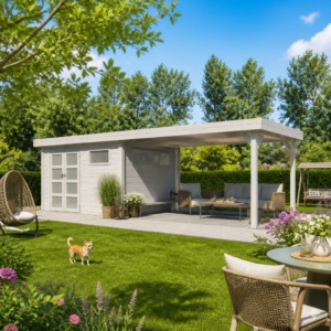 26% reduziert! 8 × 4 m | Gartenlounge Alu-Line Kasuko-M mit Anbau | Flachdach | modern | Pultdach Unkategorisiert online kaufen