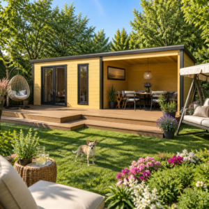26% reduziert! 5 × 3 m | Gartenlounge Juist-3 mit Anbau | modern | Glas-Schiebetür | winterfest Unkategorisiert online kaufen