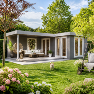 26% reduziert! 6 × 4 m | Gartenlounge Luisa 70 | Flachdach | modern | winterfest