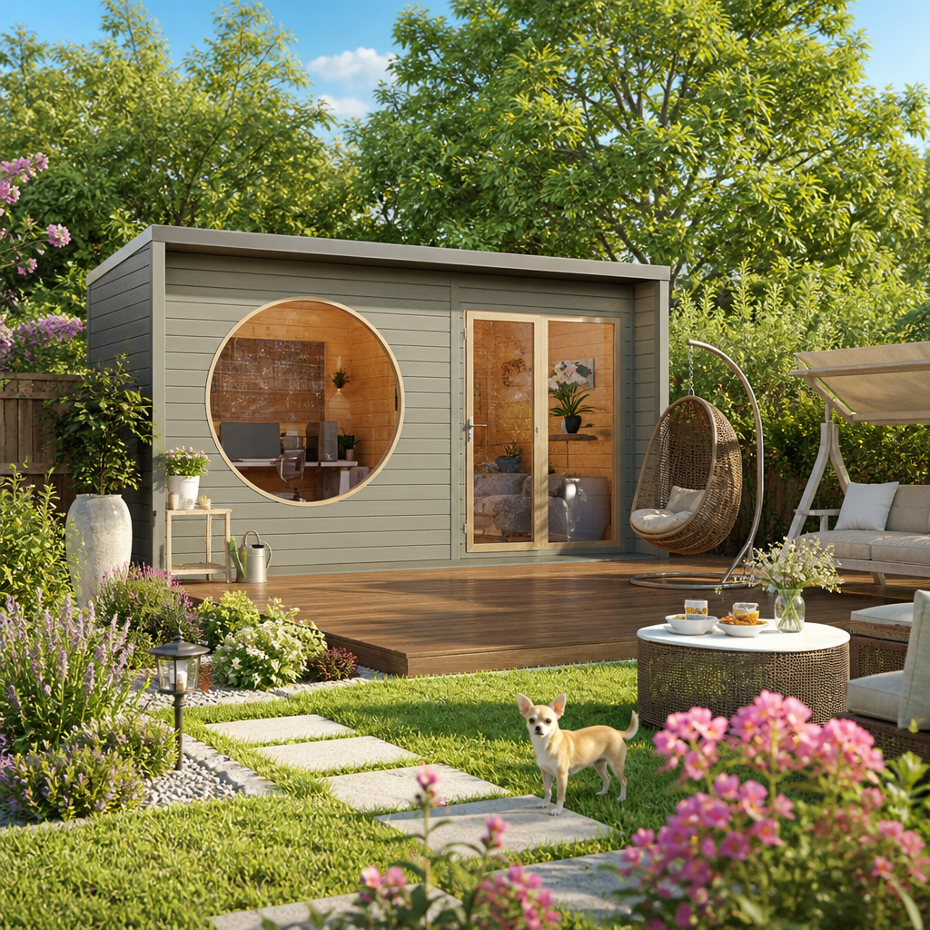 26% reduziert! 6 × 4 m | Gartenlounge Office Box Größe M nat | Terrasse | modern | winterfest