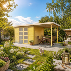 26% reduziert! 4 × 3 m | Gerätehaus Umea 7,38 m² + 200 cm Anbau | modern | Pultdach