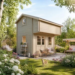 26% reduziert! 6 × 4 m | Satteldach Gartenlounge Daphne 44 | Schlafboden | klassisch | winterfest Unkategorisiert online kaufen