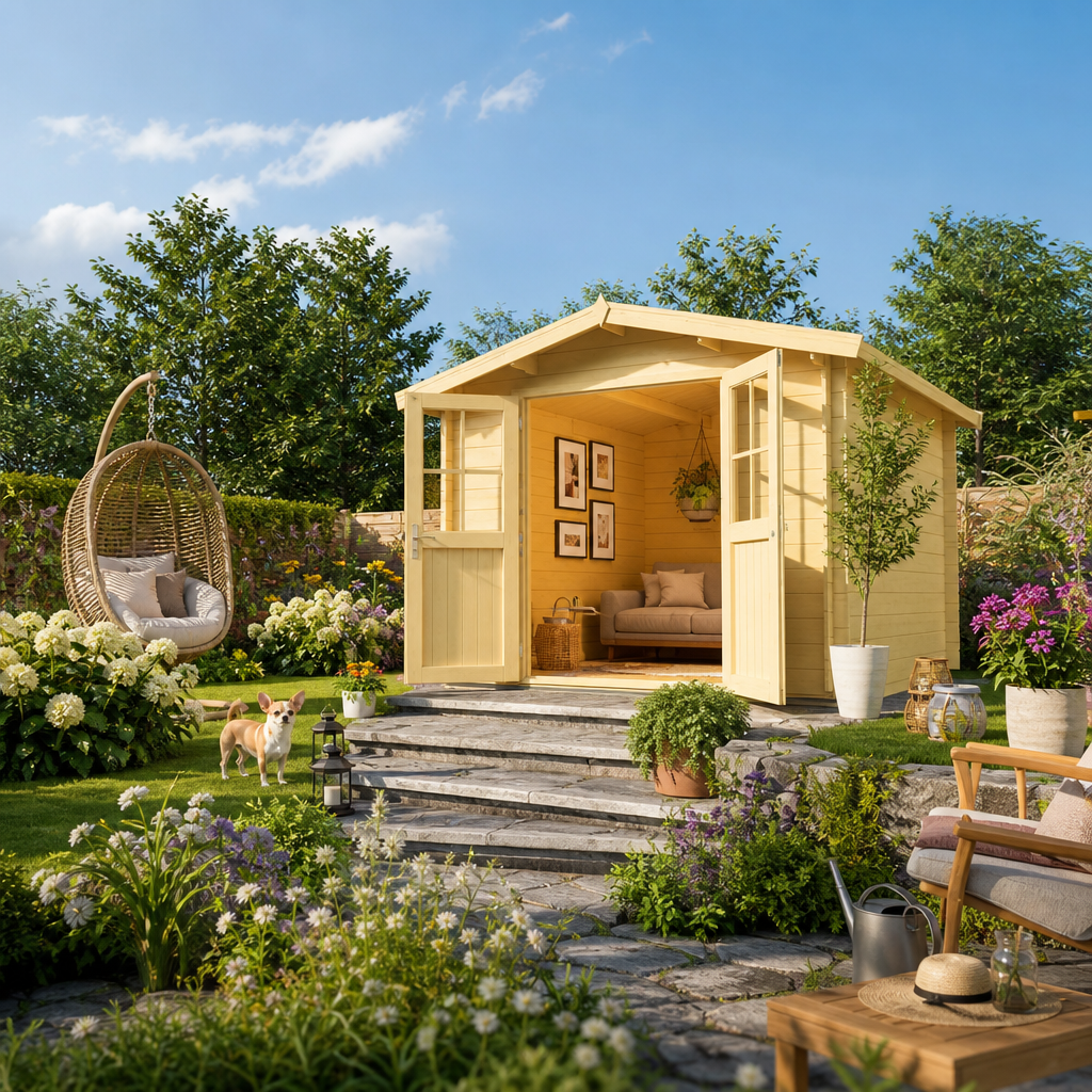26% reduziert! 3 × 3 m | Satteldach Gartenlounge Eliza 3D