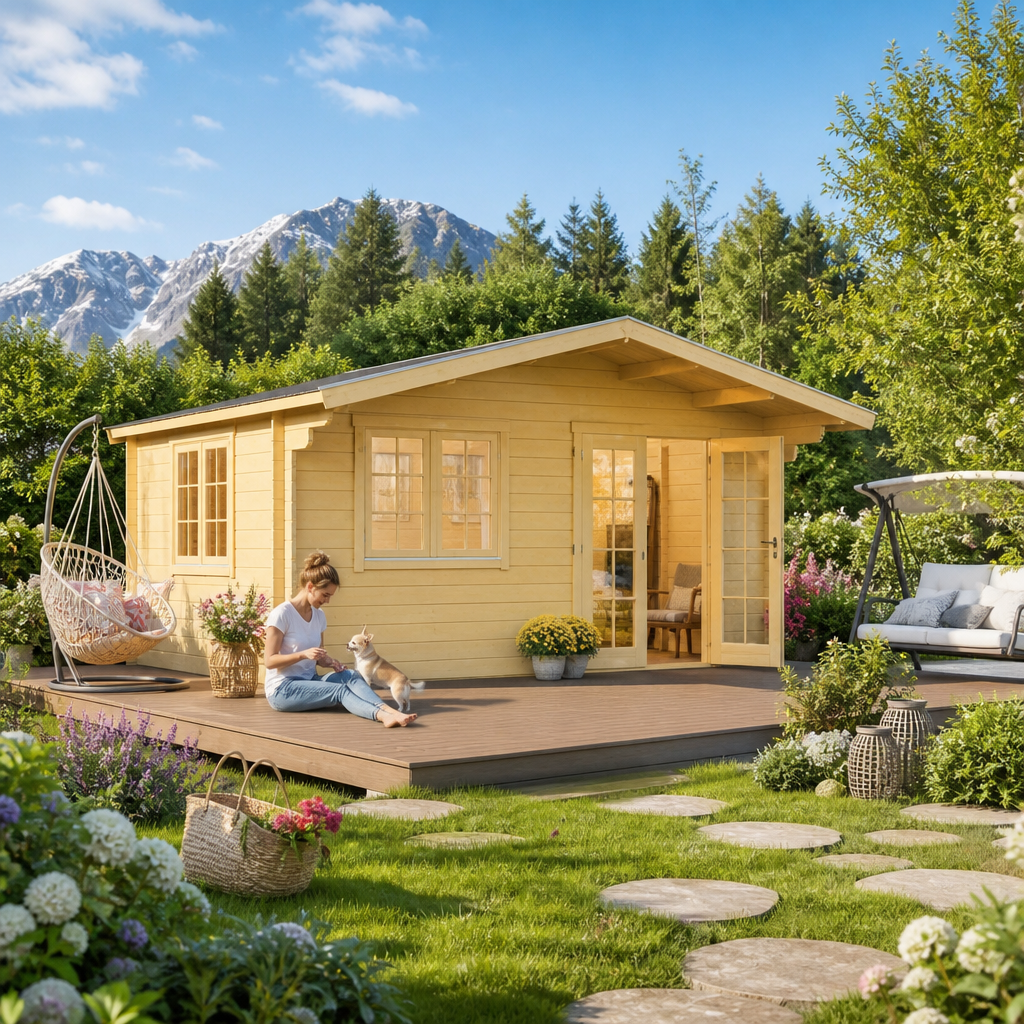 26% reduziert! 5 × 4 m | Satteldach Gartenlounge Valerie 44 | winterfest