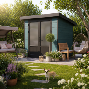 26% reduziert! 2 × 2 m | WPC Gartenlounge 2×2 mit Pultdach – Style DeL | modern