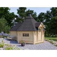 26% Discount! Fjordholz Grillkota mit Sauna Modell Finn 9+4m²