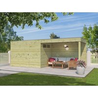 26% Discount! Gartenhaus Modell QB-Line 6,30 m² + Anbau