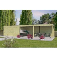 26% Discount! Gartenhaus Modell QB-Line 12,60 m² + 600 cm Anbau