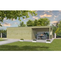 26% Discount! Gartenhaus Modell QB-Line 15,30 m² + 300 cm Anbau