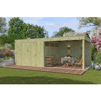 26% Discount! Gartenhaus Modell QBV-Line 8,88 m² + 300 cm Anbau