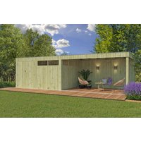26% Discount! Gartenhaus Modell QBV-Line 11,89 m² + 400 cm Anbau