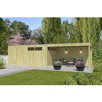 26% Discount! Gartenhaus Modell QBV-Line 14,90 m² + 400 cm Anbau
