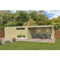 26% Discount! Gartenhaus Modell QBV3-Line 14,90 m² + 400 cm Anba