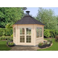 26% Discount! Fjordholz 6-Eck Grillpavillon Modell Hannes 9,0 m²