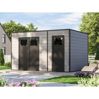 26% Discount! WPC Gartenhaus Modell Cubus 2-Raum 10,98 m² 4x3m