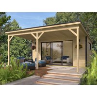 26% Discount! Fjordholz Gartenhaus Modell Poel-4 mit Vordach