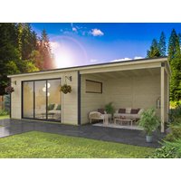 26% Discount! Fjordholz Gartenhaus Modell Poel-3 mit Anbau