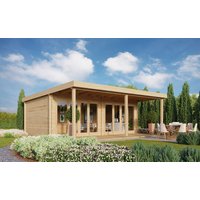 26% Discount! Fjordholz Gartenhaus Modell Kevin 44 mit Vordach 7x4m