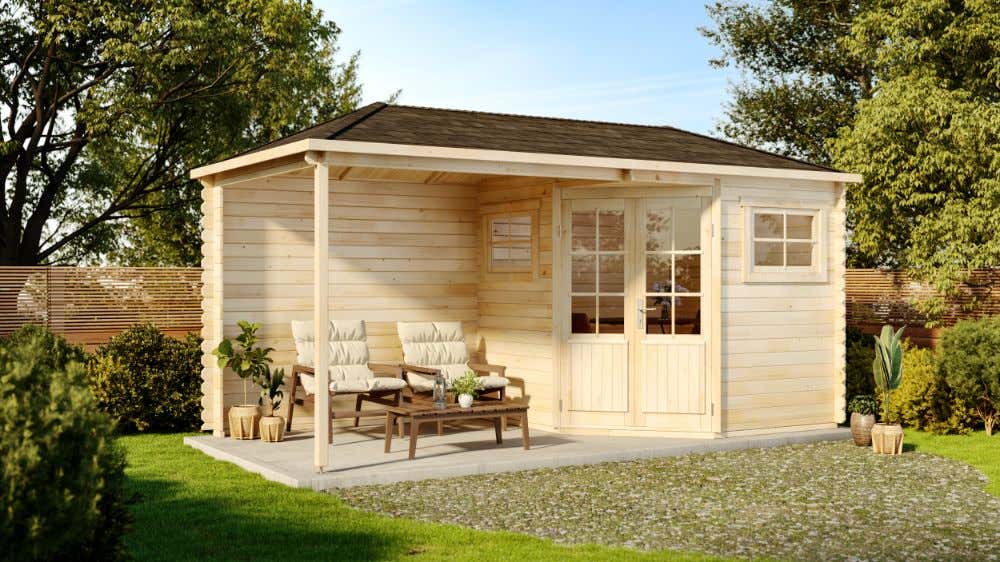 16% Discount! 5-Eck Gartenhaus Franz mit Anbau