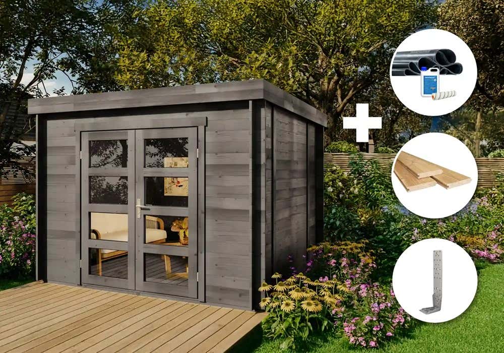 ECO Set - Gartenhaus Paloma Sol - grau