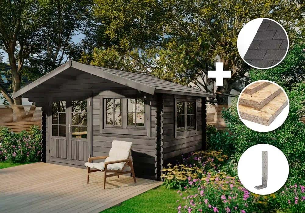 ECO Set - Gartenhaus Gabriel 400 x 300 cm - grau